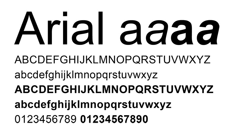 Font chữ Arial đơn giản