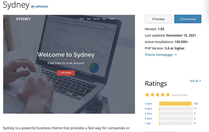 Sydney rất phù hợp cho website kinh doanh