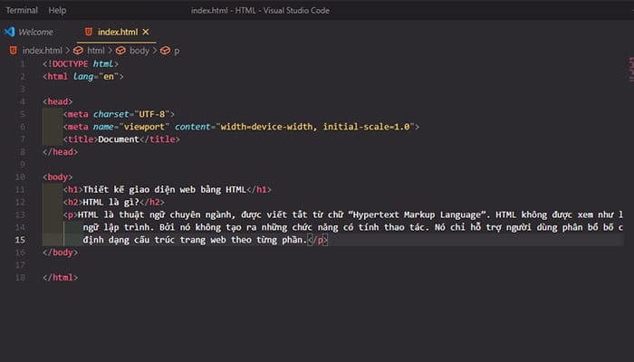Tạo nội dung cho file HTML code web html đơn giản